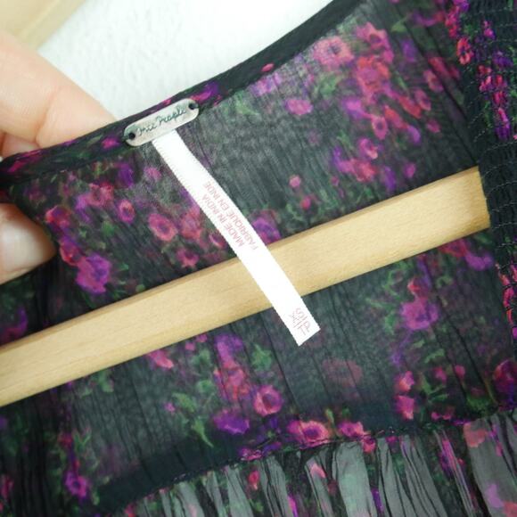 Free People XS Daisy Fields Maxi Top Whimsigoth Festival Fairy Sheer Boho Hippy - Picture 2 of 10